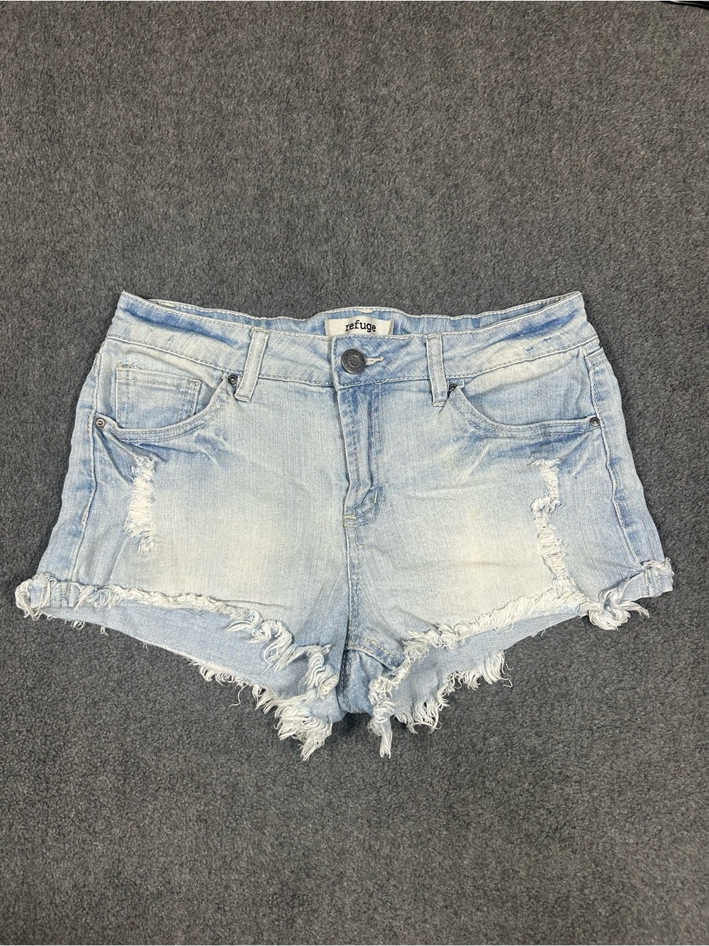 refuge Light Wash Distressed Denim Cutoff Shorts
